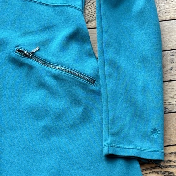 Athleta Ponte Celebration Green Knee Length Travel Dress Pockets Size S zippers - Picture 8 of 12